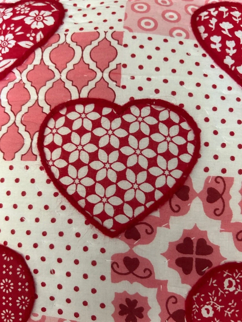 Novogratz Patchwork Print with Heart Quilted Accent Pillow - Red & Pink
